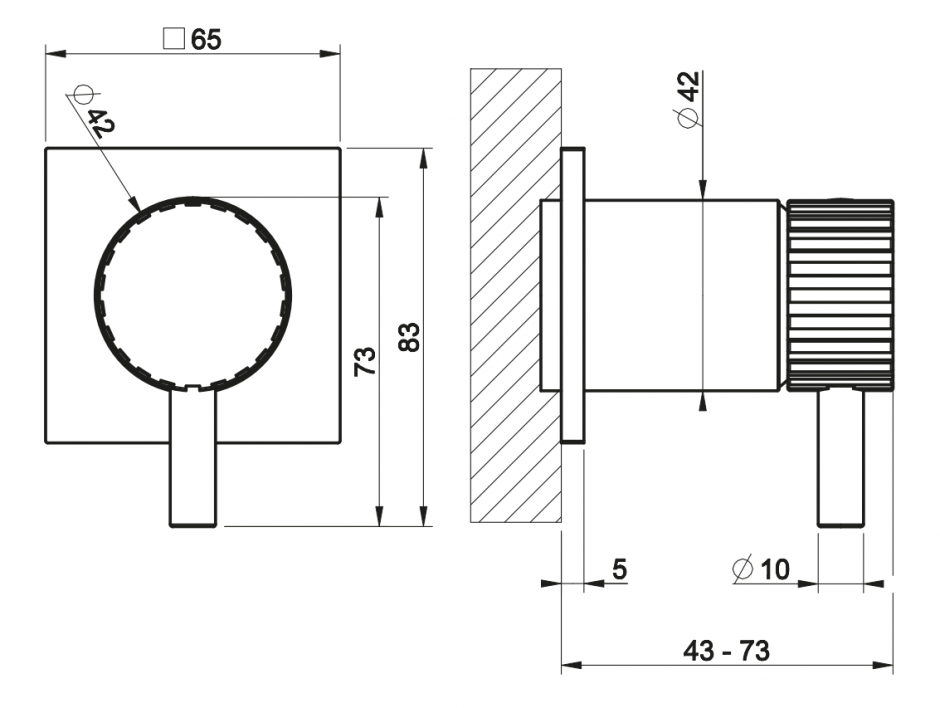 Смеситель для душа Gessi Incastri 75061 встраиваемый на 1 выход ФОТО