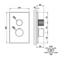 Смеситель для душа Gessi Incastri 75137 с термостатом на 3 позиции схема 2