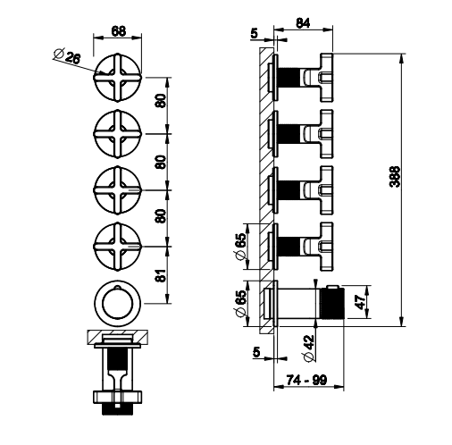 Смеситель для душа Gessi Inciso Shower 58438 схема 14