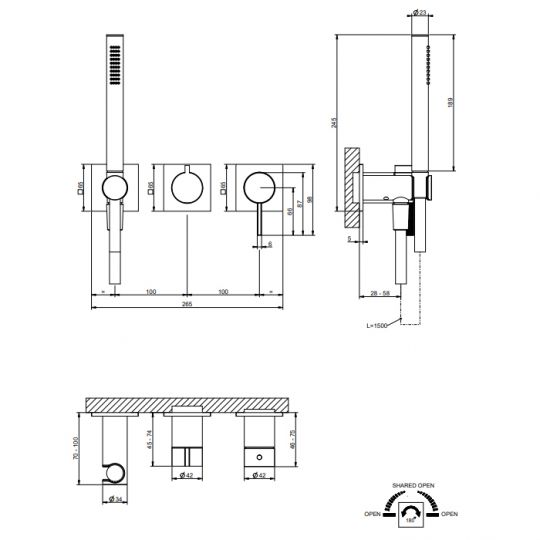 Смеситель для душа Gessi Inverso Rigato 73536 схема 7