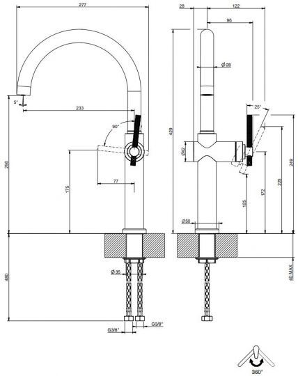 Смеситель для кухни Gessi Habito 60670 схема 7