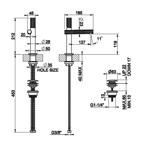 Смеситель для раковины Gessi Incastri 75051 с донным клапаном высота 21,2 см ФОТО