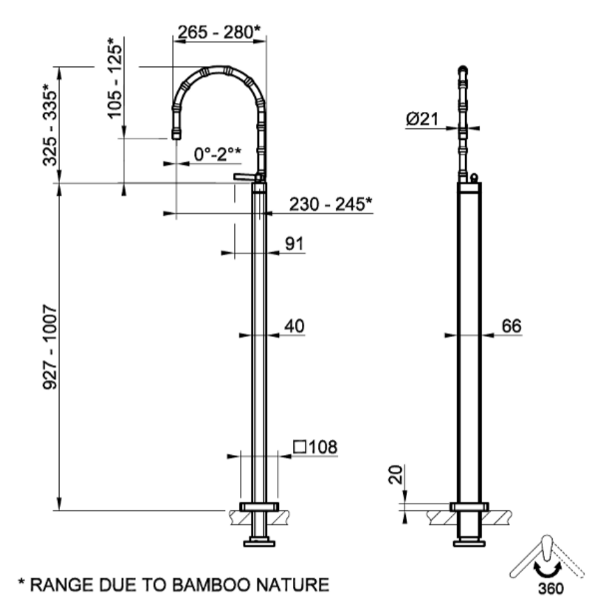 Смеситель для раковины Gessi Jacqueline 77095 напольный с металлическим вентилем и поворотным изливом ФОТО