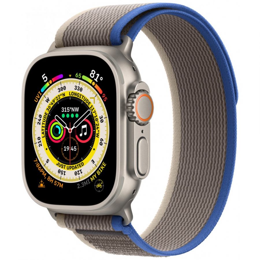 Часы Apple Watch Ultra 2 GPS + Cellular 49mm Natural Titanium Case with Blue/Gray Trail Loop (S/M)