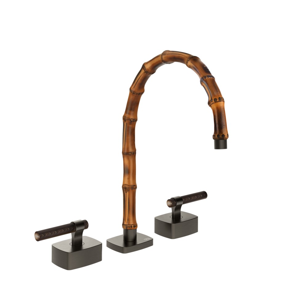 Смеситель для раковины Gessi Jacqueline 77215 со средним изливом и Г-образным вентилем под дерево