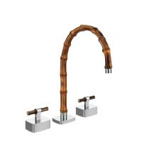 Смеситель для раковины Gessi Jacqueline 77217 со средним изливом и Т-образным вентилем под дерево на 3 отверстия схема 1