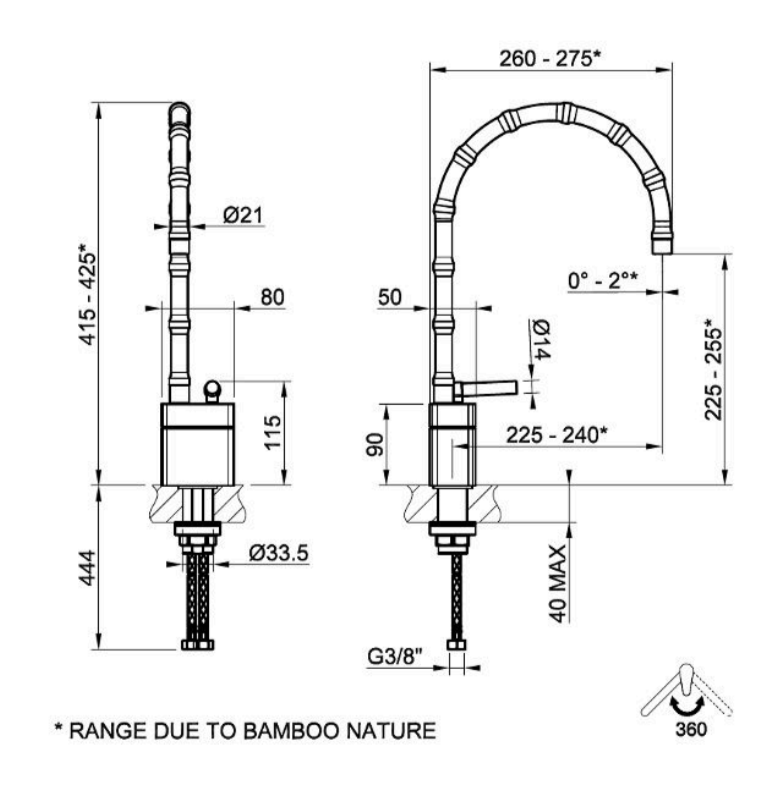Смеситель для раковины Gessi Jacqueline 77229 средний со средним поворотным изливом и вентилем под дерево ФОТО