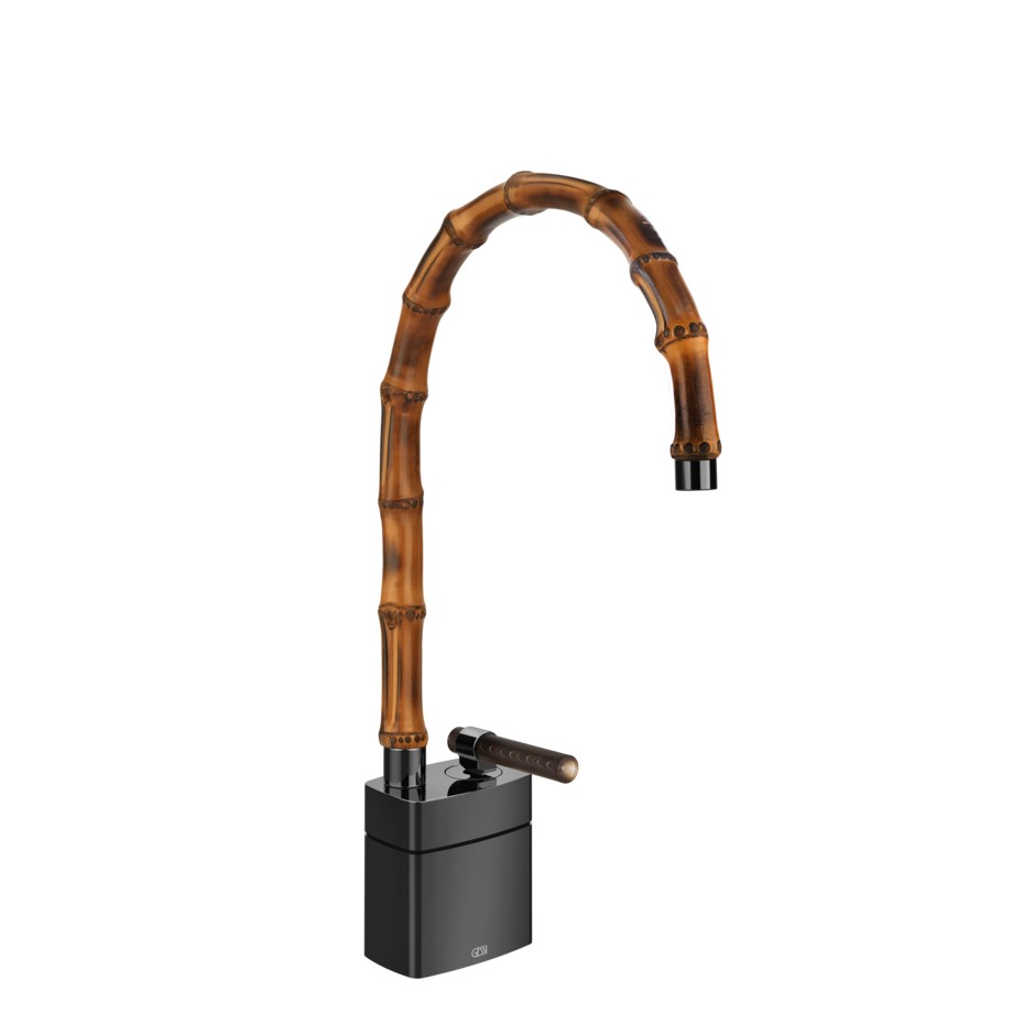 Смеситель для раковины Gessi Jacqueline 77229 средний со средним поворотным изливом и вентилем под дерево ФОТО