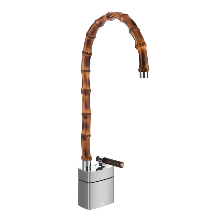 Изображение Смеситель для раковины Gessi Jacqueline 77233 средний с высоким поворотным изливом и вентилем под дерево