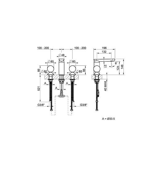 Смеситель для раковины Gessi Perle 74125 без донного клапана с вентилями-сферами из мрамора Emperador Dark и муранского стекла Sfaccettato ФОТО