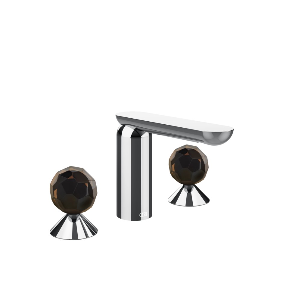 Смеситель для раковины Gessi Perle 74225 без донного клапана с вентилями-сферами из муранского стекла Sfaccettato ФОТО