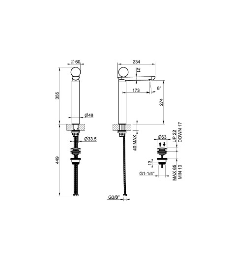 Смеситель для раковины Gessi Perle 74253 высокий с донным клапаном и вентилем из муранского стекла Sfaccettato ФОТО