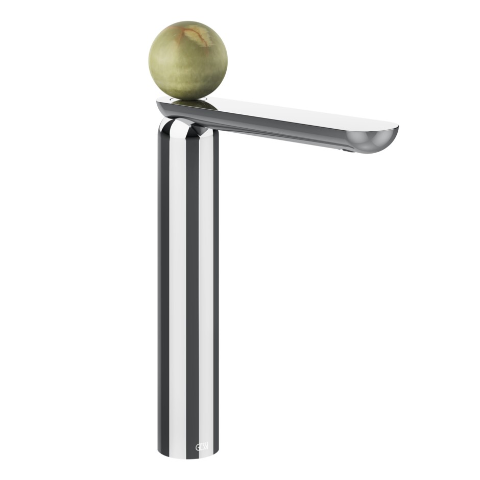Смеситель для раковины Gessi Perle 74553 высокий с донным клапаном и вентилем из камня Onyx Green ФОТО