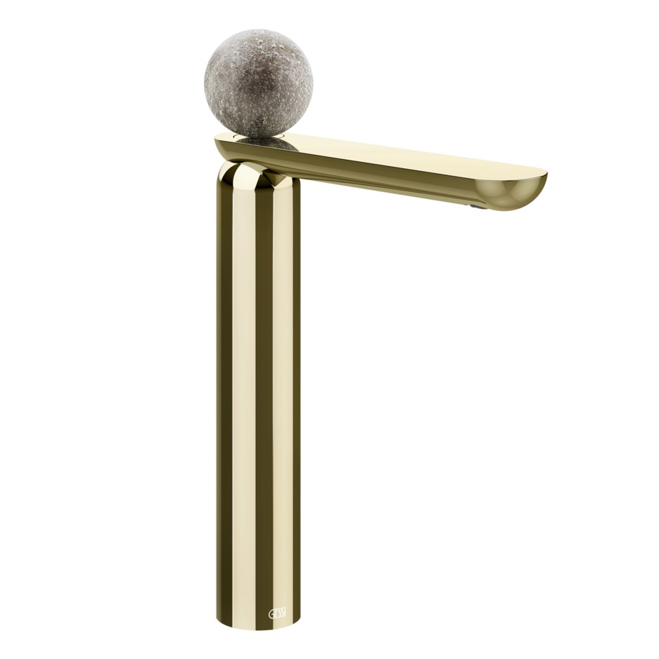 Смеситель для раковины Gessi Perle 74653 высокий с донным клапаном и вентилем из муранского стекла Pulegoso ФОТО