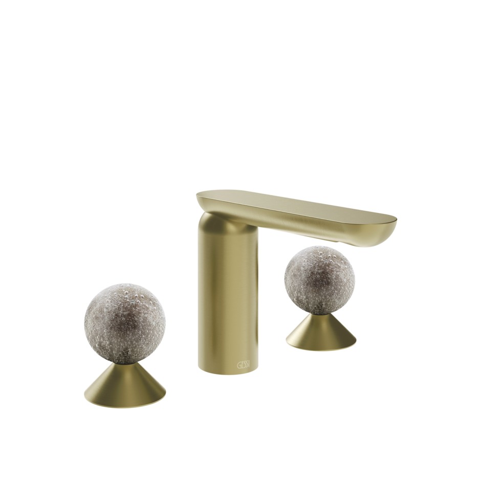 Смеситель для раковины Gessi Perle 74665 без донного клапана с вентилями-сферами из муранского стекла Pulegoso ФОТО