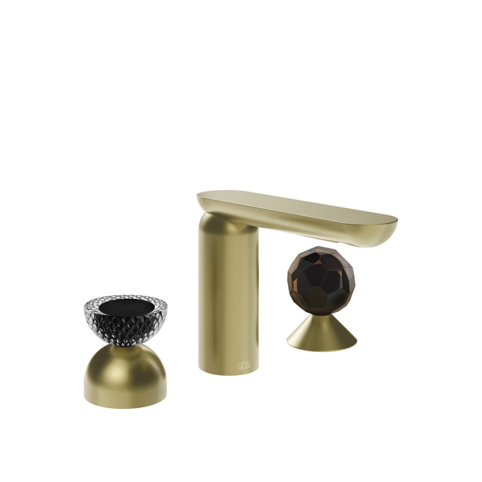 Смеситель для раковины Gessi Perle 74728 без донного клапана с вентилем-полусферой из муранского стекла Balloton и вентилем-сферой из муранского стекла Sfaccettato ФОТО