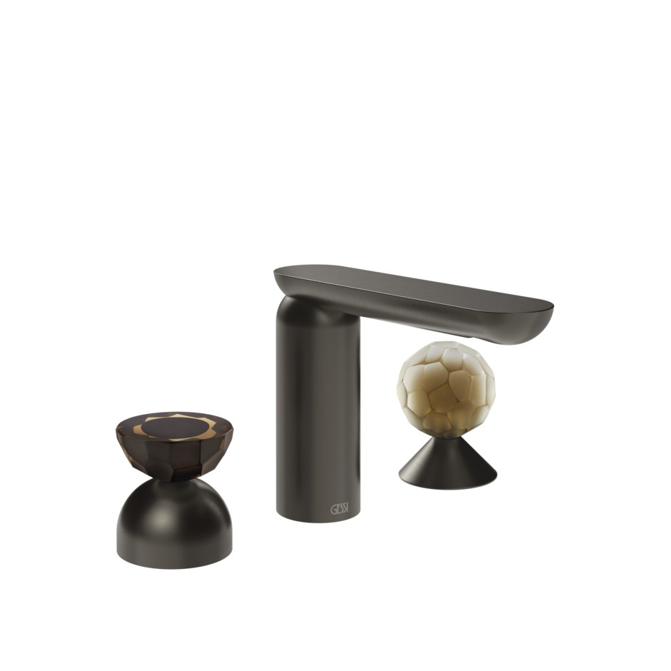 Изображение Смеситель для раковины Gessi Perle 74848 без донного клапана с вентилем-сферой и полусферой из муранского стекла Battuto