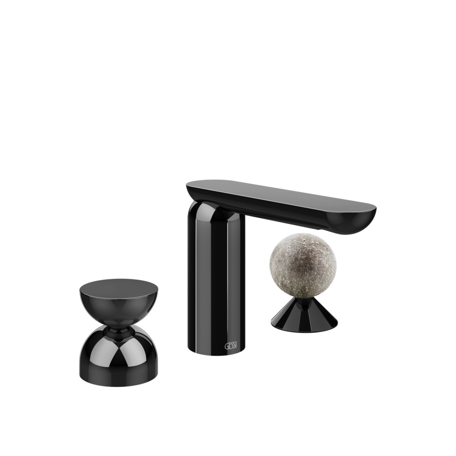 Смеситель для раковины Gessi Perle 74968 без донного клапана с металлическим вентилем-полусферой и вентилем-сферой из муранского стекла Pulegoso ФОТО