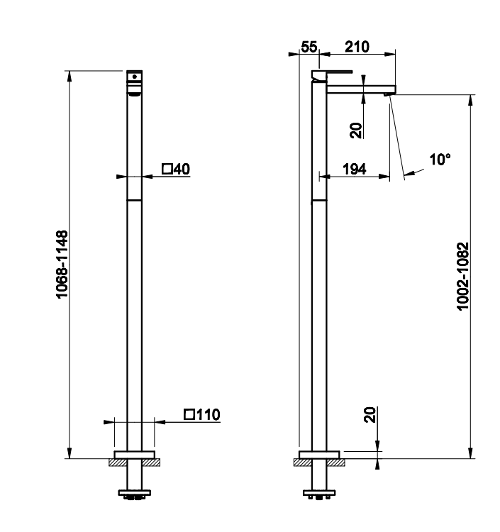 Смеситель для раковины Gessi Rettangolo 20092 напольный ФОТО