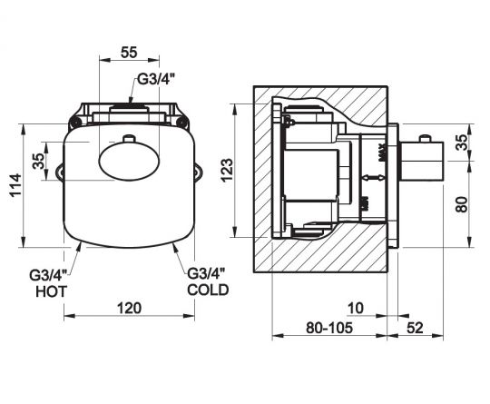 Термостат Gessi Ovale Wellnes для ванны/душа 43254 схема 2