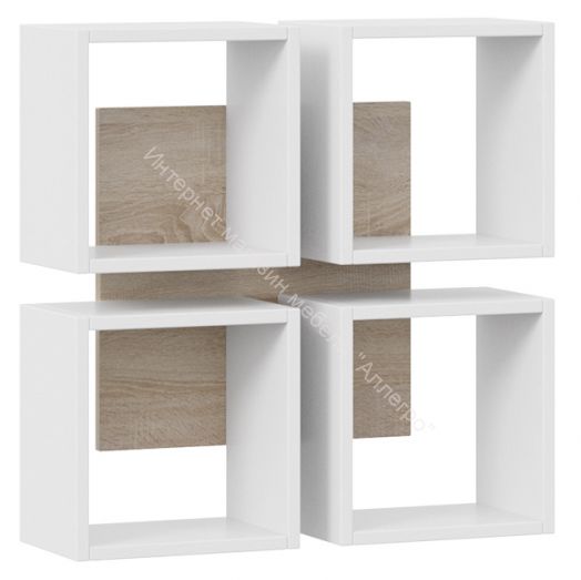 Полка настенная тип 8 Дуб Сонома, Белый (поры дерева)