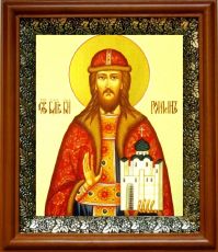 Икона Роман Рязанский в киоте с басмой Виноградная Лоза (UV-печать)(30809)