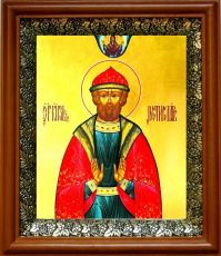 Икона Ростислав Киевский в киоте с басмой Виноградная Лоза (UV-печать)(30813)