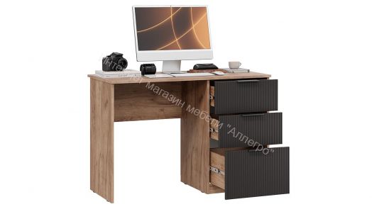 Стол письменный «Графит» Дуб Крафт Табачный, Холст Вулкан