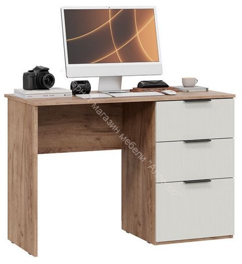 Стол письменный «Графит»Дуб Крафт Табачный, Холст Белый