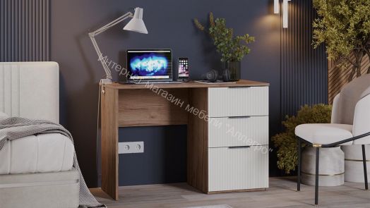 Стол письменный «Графит»Дуб Крафт Табачный, Холст Белый