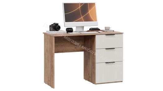 Стол письменный «Графит»Дуб Крафт Табачный, Холст Белый