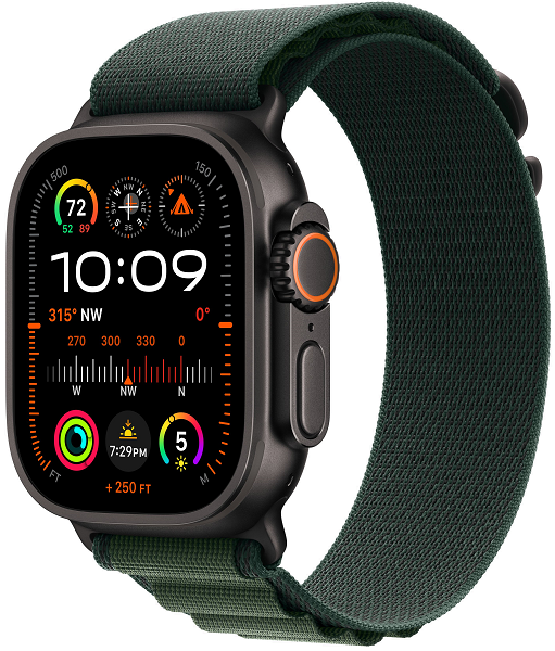 Часы Apple Watch Ultra 2 GPS + Cellular 49mm Black Titanium Case with Dark Green Alpine Loop (S)