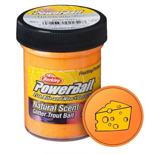 Паста форелевая Berkley Powerbait Dough Natural Scent Garlic - Fluo Orange Glitter 1633590