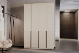 ЛЮКС Шкаф 4-х дв. (ш1600*г510*в2400мм), ЛДСП Кашемир/МДФ Софт Сантьяго