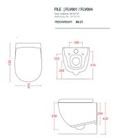 Подвесной унитаз Artceram File 2.0 FLV004 с сиденьем микролифт/soft close схема 2 Подвесной унитаз Artceram File 2.0 FLV004 с сиденьем микролифт/soft close схема 2