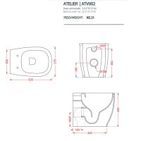Подвесной унитаз Artceram Atelier ATV002 37х52 безободковый схема 2