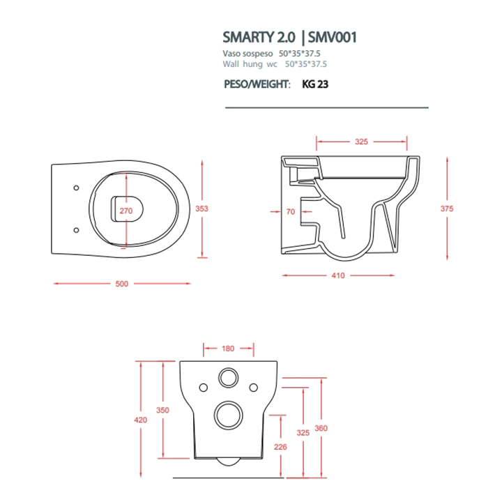 Подвесной унитаз Artceram безободковый Smarty 2.0 SMV001 цвет белый ФОТО