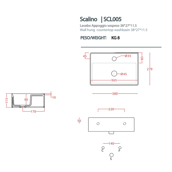 Накладная раковина Artceram Scalino 380х270 мм SCL005 цвет белый ФОТО