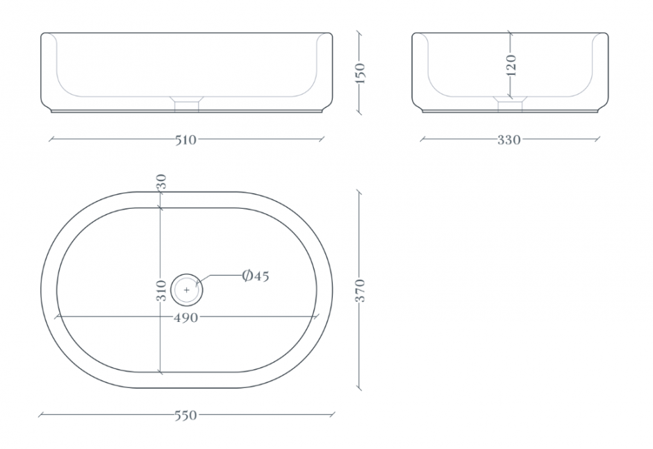 Овальная накладная раковина Artceram Wonder WNL001 55x37 см ФОТО