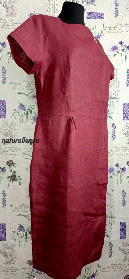 Платье бордо (100 % лён)
