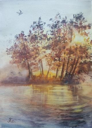 Акварель "Тихое утро"