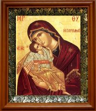 Икона Сладкое лобзание в киоте с басмой Виноградная Лоза (UV-печать)(30889)
