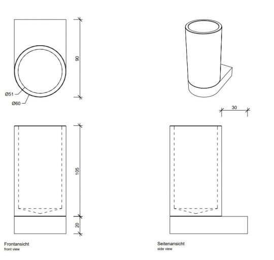 Подвесной стакан Decor Walther Century 05862 схема 4