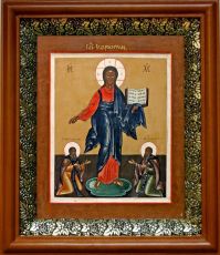 Икона Спас Смоленский в киоте с басмой Виноградная Лоза (UV-печать)(30913)