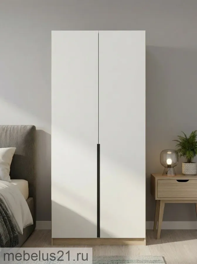 Шкаф 2-х дверный Лион Сонома/Белый