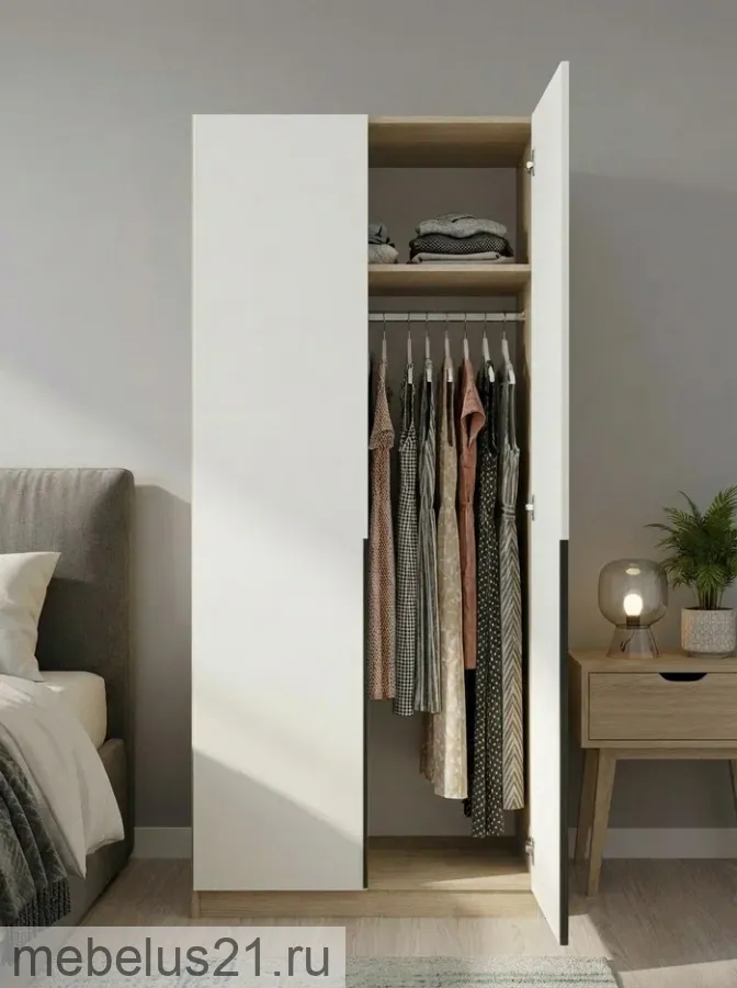 Шкаф 2-х дверный Лион Сонома/Белый