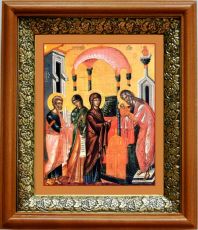 Икона Сретение Господне в киоте с басмой Виноградная Лоза (UV-печать)(33177)