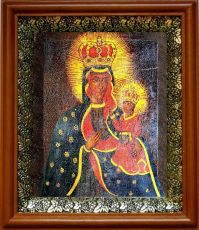 Тывровская икона Божьей Матери в киоте с басмой Виноградная Лоза (UV-печать)(30980)