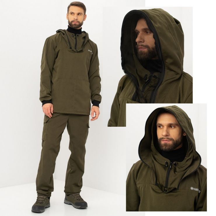 Костюм Антигнус ЭКОНОМ (цвет Хаки) ткань Смесовая Рип-Стоп HUNTSMAN