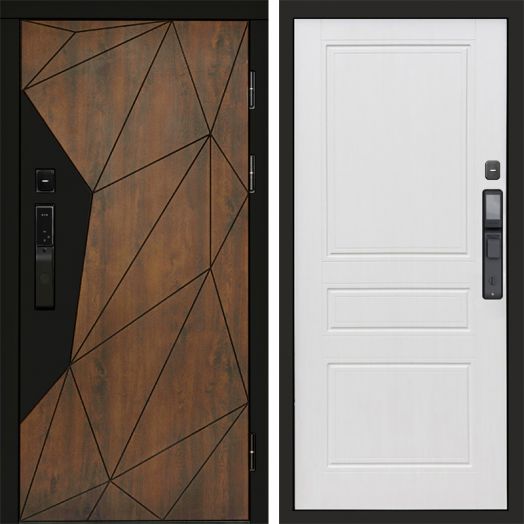 Входная дверь ВДК Геометрия с электронным замком - Классика Белое дерево